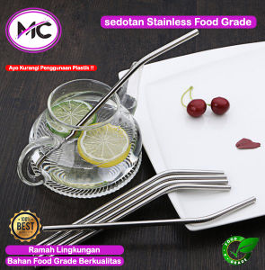 Sedotan Minuman Besi Stainless Steel Steril Lurus Bengkok Boba Unik Lucu Murah BPA Free Aman Praktis