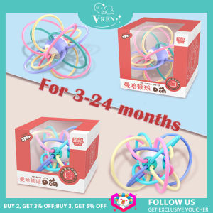 VREN Baby Rattle Teether Silicone Toy Food Grade No BPA Silicone Toy for 3-24 Months Baby Kids