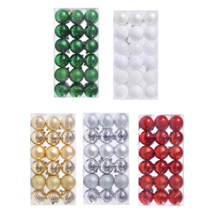 36pcs Elegant Christmas Decorative Ornament Christmas Hanging Balls Ornament For Tree Door And Window Decoration