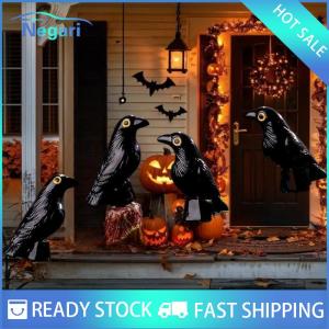 NG Motor✨ COD ✨ Car 5 10pcs giả chim ma lễ hội Halloween trang trí mô phỏng nhựa đen Crow Halloween thu nhỏ đen Crow bức tượng nhỏ Prop