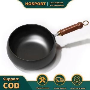 【HOSPORT】 Belly Shape Non-Stick Cooking Pan Anti Scald Handle Flat Frying Pot Multifunctional Soup Pot for Kitchen Camping