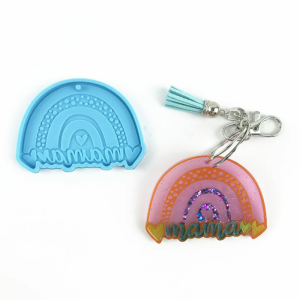 Rainbow Mom Keychain Epoxy Resin Mold Hanging Pendant Silicone Mould DIY Crafts Necklace Casting Mold
