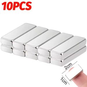 10pcs N25 Rectangular Neodymium Magnet Bar / Thickened Adhesive Magnetic Strips / Heavy Duty Magnet Stickers / Office Science Education & Household Fridge Use