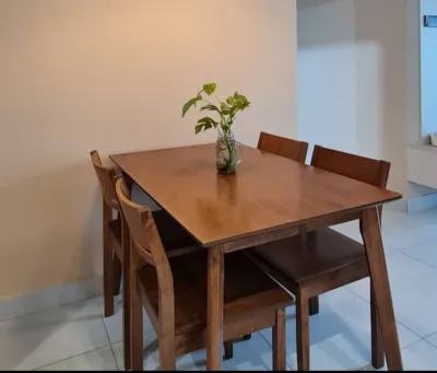 Q 10 1+4 Solid Wood Dining Set / Solid Wood 4 Seater Ding Set / Solid Wood 4 Seater Dining Table Set / Solid Wood Dining Table With 4 Chairs Set / Solid Wood Dining Set (TSY)