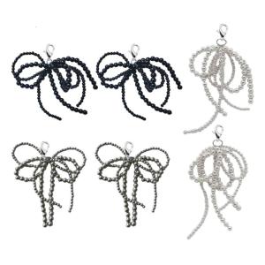 6Pcs Pearls Bowknot Shoe Buckles Contemporary Butterfly Shoe Ornaments for Fashion Women Footwear Party Accessories