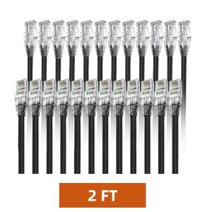 ZOERAX Cat6A RJ45 Patch Cable 24PCS 10Gbps Ethernet Network Cable Short LAN Cord for Network Switch Patch Panel
