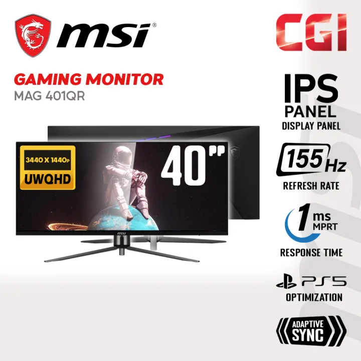 MSI 40" MAG401QR IPS UWQHD 155Hz 1ms HDR400 Adaptive Sync USB C Gaming Monitor