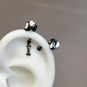 Hmeme 1 cái tai Dalmatian xương tai móng tay thép không gỉ dễ thương Bông tai cho phụ nữ cơ thể đâm thủng phụ kiện