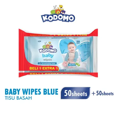 KODOMO Tisu Basah Antibakterial Biru Bag isi 50 sheets BUY 1 EXTRA 1