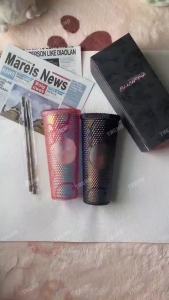 BLACKPINK X Starbucks bling tumbler Jisoo doodle cold cup with Starbucks logo coffee cup durian cup water Cup 24oz