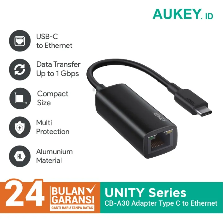 Aukey Adapter CB-A30 Type C (USB-C to Ethernet Jack) - 500583 | Lazada ...
