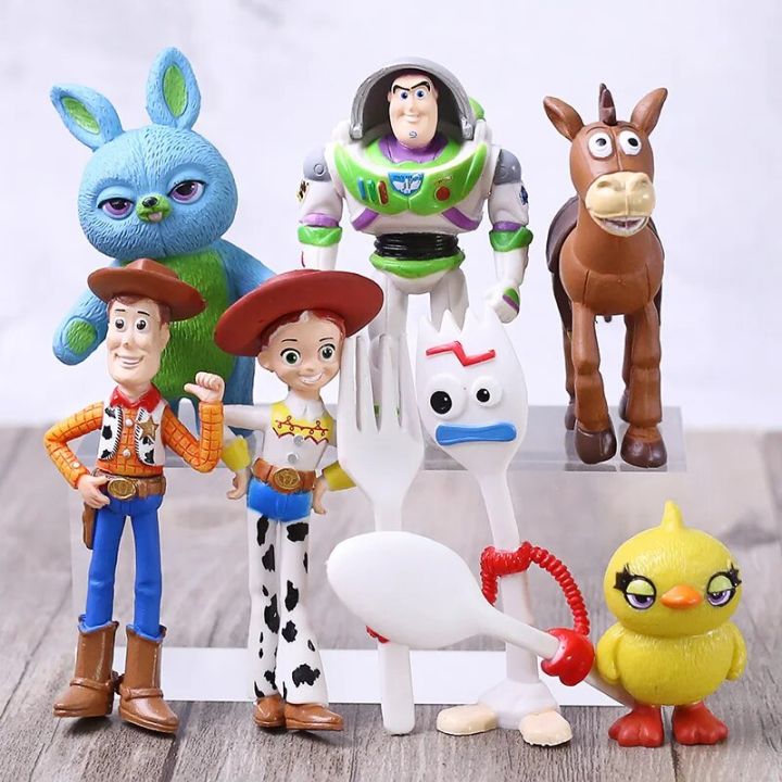 โมเดลToy Story 4 Woody Jessie Buzz Lightyear Bullseye Forky Ducky Bunny ...