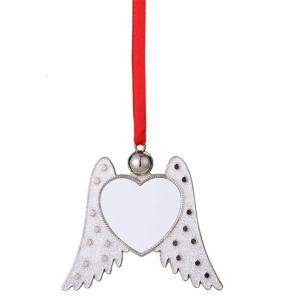 Heat Sublimation Car Keychain Ornament Decor Angel Wing Shape Blank Hot Transfer Printing Pendant Making