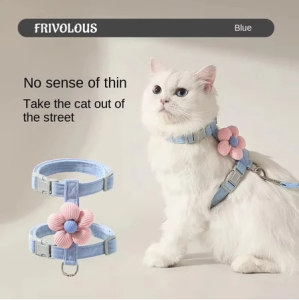 Adjustable Breathable Flower Pet Harness Vest & Matching Leash Outdoor Walking Supplies for Kitten
