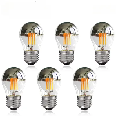 G45 Edison LED Night Bulb E14 E27 4W Dimmable 220V Globe Top Silver Warm White Mirror Light Pendant Lamp Home Decor