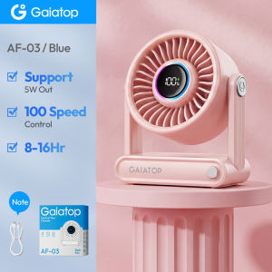 GAIATOP Portable Folding Desk Fan - 100 Speeds 18H Battery w/ LCD & RGB Lights | Quiet 10W Personal Cooling Fan for Office Dorm Outdoor (6000MahType-C 5V)