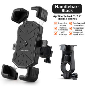 ROCKBROS Motorcycle Phone Holder Quick Release Shockproof 360° Rotation Bicycle Phone Holder Stable Anti-fall MTB Road Bike Phone Mount