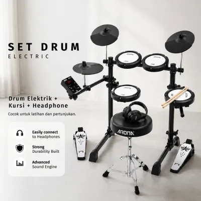 Drum Elektrik Portable Digital Electronic Kit Electric AROMA TDX-15