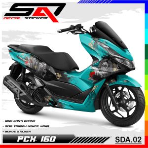 Decal Sticker Custom Full Body PCX 160 - DeKal Stiker Variasi Motor PCX 160 Premium Racing SDA.02