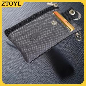 ZTOYL Người Giữ Huy Hiệu Với Cửa Sổ ID Ví Nhỏ Không Thấm Nước Chống Trộm Du Lịch Keychain Ví Người Đàn Ông Phụ Nữ Mỏng Zip Thẻ Dây Buộc Ví