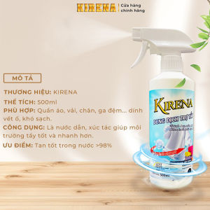 [Tặng Vòi Xịt] Tẩy Trắng Quần Áo KIRENA 500ml Công Nghệ Nhật Tẩy Mốc Ố Vàng Không Phai Màu - Dùng Cả Vải Trắng Màu