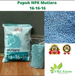 Pupuk NPK Mutiara 16-16-16 butiran biru untuk tanaman 1kg kemasan pabrik