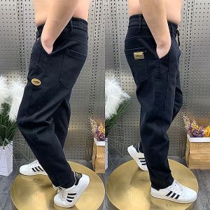 2XL 5XL 8XL Plus Size Jeans for Men Durable Elastic Loose Comfortable Work Wear 4 Pocket Casual Cargo Pants