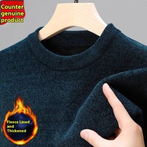 Fleece Lining Thickened Sweater Mens Round Neck Bottoming Shirt Winter One-Piece Fleece Chenille Fleece