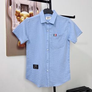 Áo sơ mi nam tay ngắn vải lụa mềm mịn phối loang màu chữ DSQ2 cao cấp mẫu-ATC77 SHOP