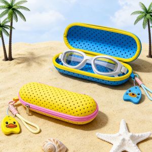 LEKGAVD EVA Material Swimming Case Soft Case Breathable Design Eyeglasses Organizer Convenient Drainage Hole Swim Protective Box Outdoor Swimming