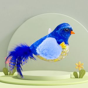 Interactive Cat Toys Hanging Squeaky Simulation Bird Plush Cats Pet Teasing Toys with Feather
