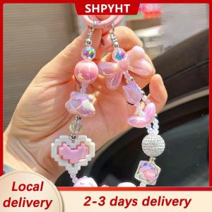 [COD] SHPYHT Local delivery Ship within 24 hours Anti Loss Mobile Phone Strap Wrist Chain Building Blocks Love Bow Beaded Pendant Keychain Bag Hangings Decoration