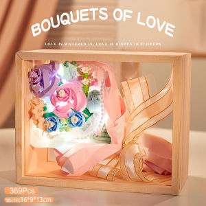 Nano Lego Bunga Box Akrilik Mini Mainan Bricks Blok Flower Bouquet Lampu Light Dekorasi Bunga Gift