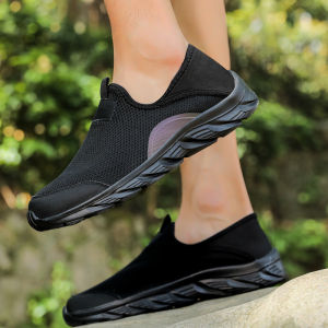 SOINK Men Half Slippers Summer Breathable Half Shoes Men Slip on Half Pack Loafers Shoes Driving Shoes Super Lightweight Soft Walking Shoes Casual Sport Shoes Mules Sneakers