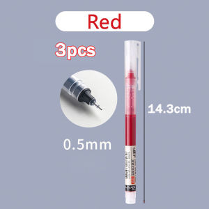 3PCS Straight Liquid 0.5mm Gel Pen Quick-Drying Rollerball Neutral Pen student school office supplies