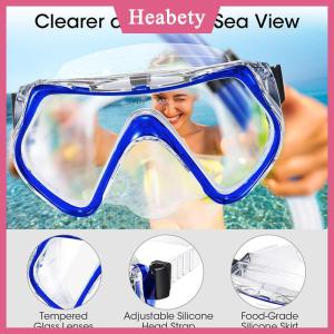 Heabety Bơi Kính Tempered Glass người lớn nước thiết bị thể thao lặn Scuba lặn mặt nạ trong suốt Kính khung lớn