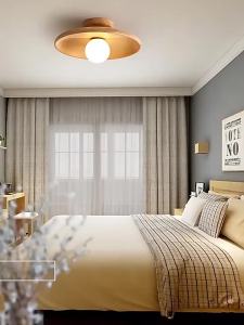 Modern Wooden Ceiling Light in Log Color Walnut Wood Ceiling Lamps for Aisle Corridor Passway Stairs Surface Ceiling Lighting G9