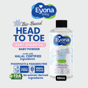 Eyona Gentle Shampoo Baby Wash - Tear-Free Hypoallergenic Formula Gentle Daily Care for Baby Hair 50ml