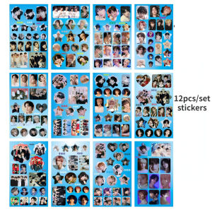 12pcs/set Kpop Star seventeen/twice/straykids/enhypen/nct Self-Adhesive DIY Decorative Sticker For Luggage Handbook Laptop
