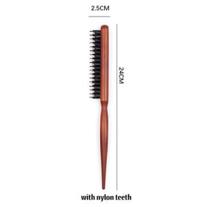FUDESHE 3 Rows Sideburns Fluffy Hair Beating Comb Wooden Handle Durable Boar Bristle Comb Styling Tool