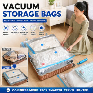 Vacuum Storage Bags Clothes Blankets Quilts Compression Space Saver Bags Vacuum Seal Storage Bags Waterproof Dustproof Double Zipper Home Travel Packing Organizer