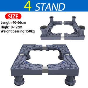 New Adjustable Washing Machine & Refrigerator Stand Washing Machine Stand Base with wheels pelapik mesin basuh Mobile Refrigerator Bracket 冰箱洗衣机底座 Stainless Steel Wheeled Stand Waterproof Universal Gray strong weight-bearing Shockproof Height Adjustable
