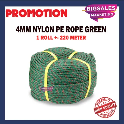 4mm x 220 Meter PE Nylon Green Polyethylene Rope (Thailand) / Tali Hijau