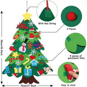 Felt Christmas Tree DIY Wall-mounted Christmas Tree Childrens Christmas Decoration with Ornaments