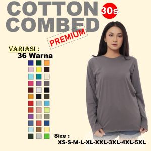 Baju Kaos Wanita Polos Tangan Lengan Panjang Soft Cotton Combed 30s Premium Tshirt Long Sleeve ONeck