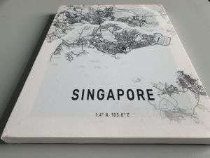 Singapore City Street Road Map Print Black and White City Map Poster Wall Art Canvas