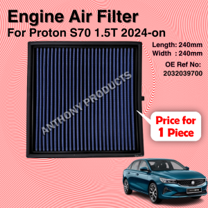 Proton S70 1.5T High Performance Drop in washable Panel Air Filter Udara Penapis 2032039700