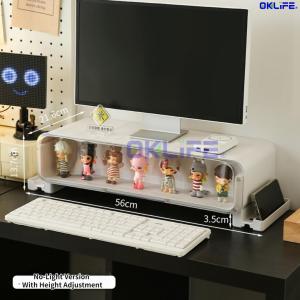 [OKLIFE®]LED Monitor Riser with Blind  Display Case 2-in-1 Desk Organizer Shelf for PC Setup
