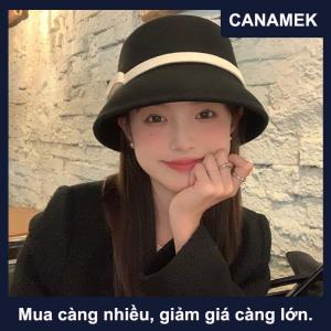 【CANAMEK】 Mùa Thu Mùa Đông Pháp Bow Xô Hat Phụ Nữ Ngọt Ngào Cảm Thấy Hat Với Gấp Hình Dạng