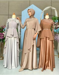 Rizkiya Maxy Tile Dress Brokat Kondangan Modern Warna Sage Green Gamis Bisa 10 Look